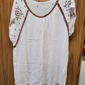 White blouse with multicolored embellishments